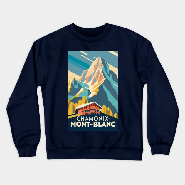 A Vintage Travel Art of Chamonix-Mont-Blanc - France Crewneck Sweatshirt by goodoldvintage